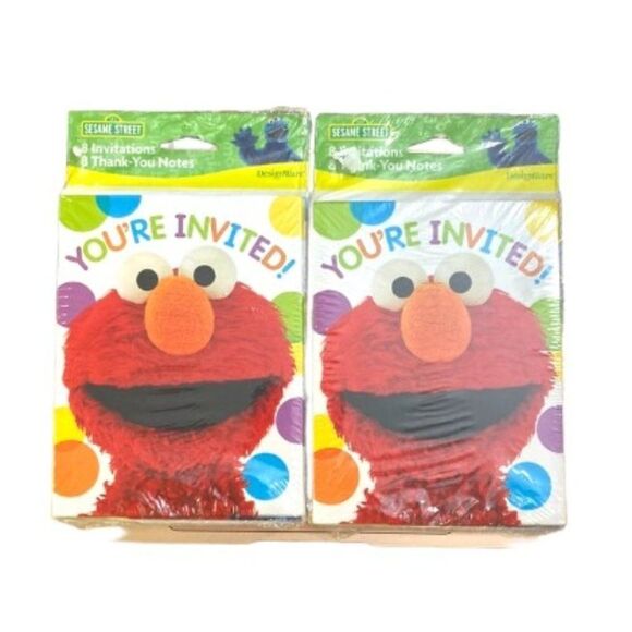NEW Elmo Official Sesame Street Party Invitation & Thank You Notes 2 Packs of 8 - Picture 1 of 6